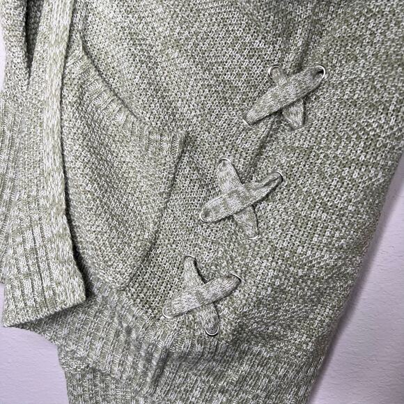 Pink Republic oversized green heathered open front cardigan size Medium EUC - Picture 2 of 7